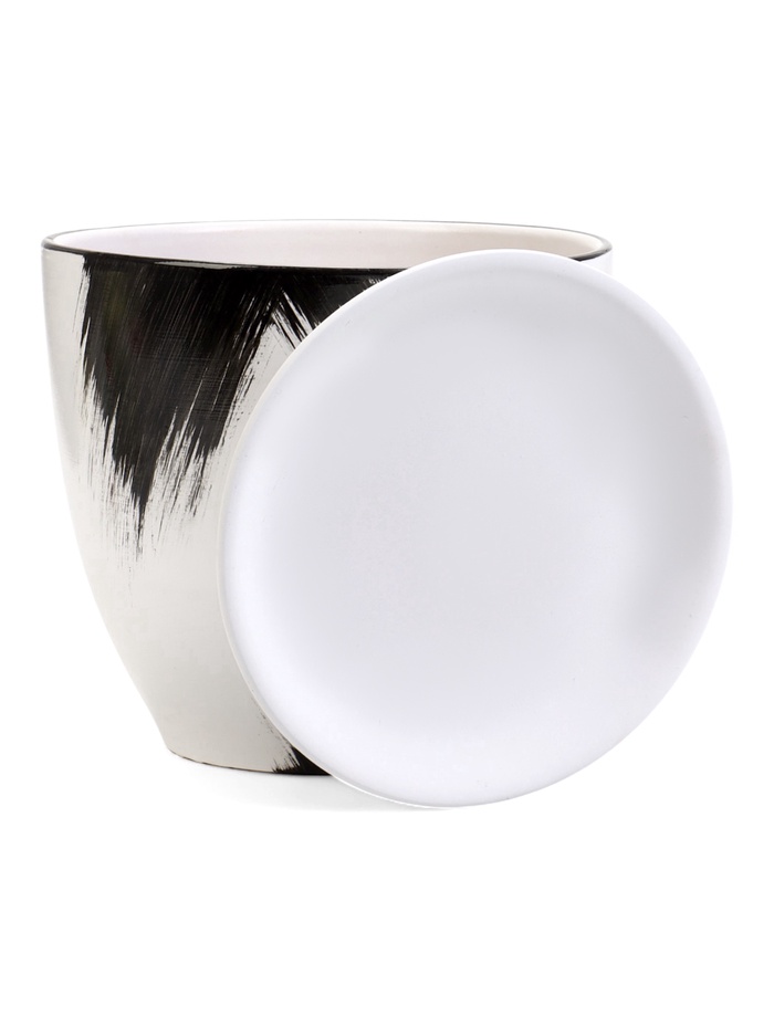 Горшок для цветов «Штрих», 5 л, d=22 см, h=19.5 см, с поддоном, керамика, белый