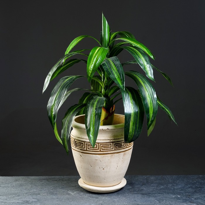 Горшок для цветов «Веста», 10 л, d=29 см, h=30 см, керамика, с поддоном, бежевый