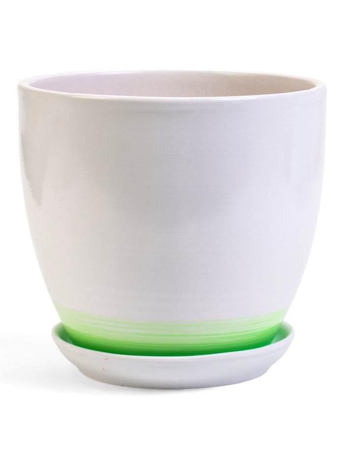 Горшок для цветов «Азия», 2.5 л, d=19 см, h=17 см, с поддоном, керамика, белый