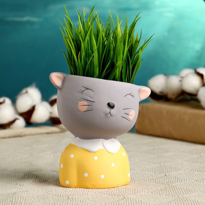 Горшок для цветов «Милый котёнок», 300 мл, 11×6 см, керамика