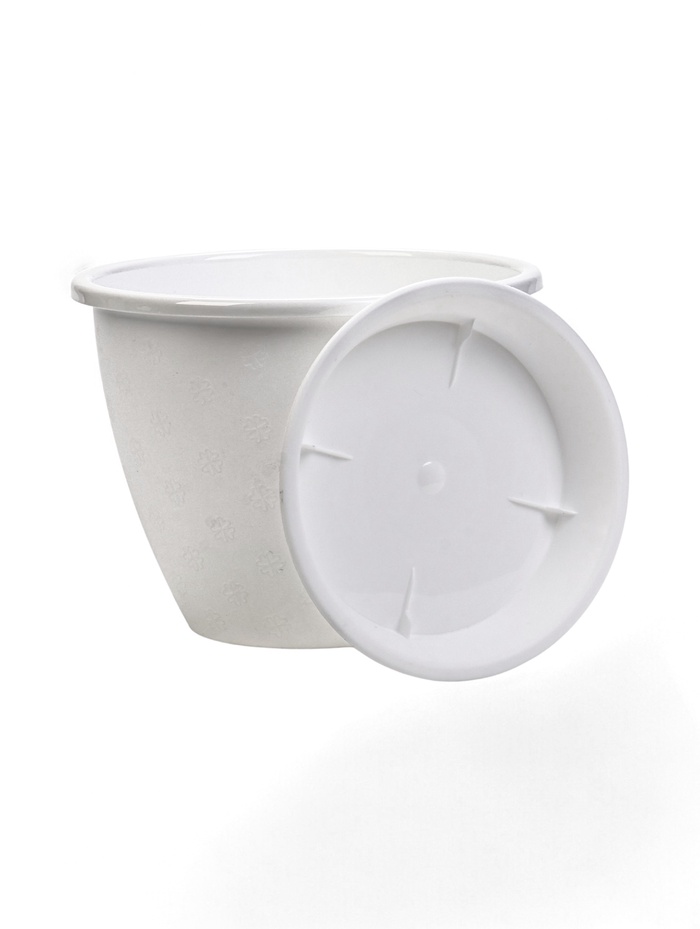 Горшок для цветов «Цветочек», 2.1 л, d=18 см, h=14 см, пластиковый, белый