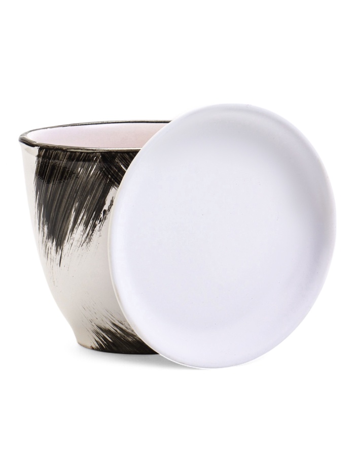 Горшок для цветов «Штрих», 1 л, d=15 см, h=13 см, с поддоном, керамика, белый