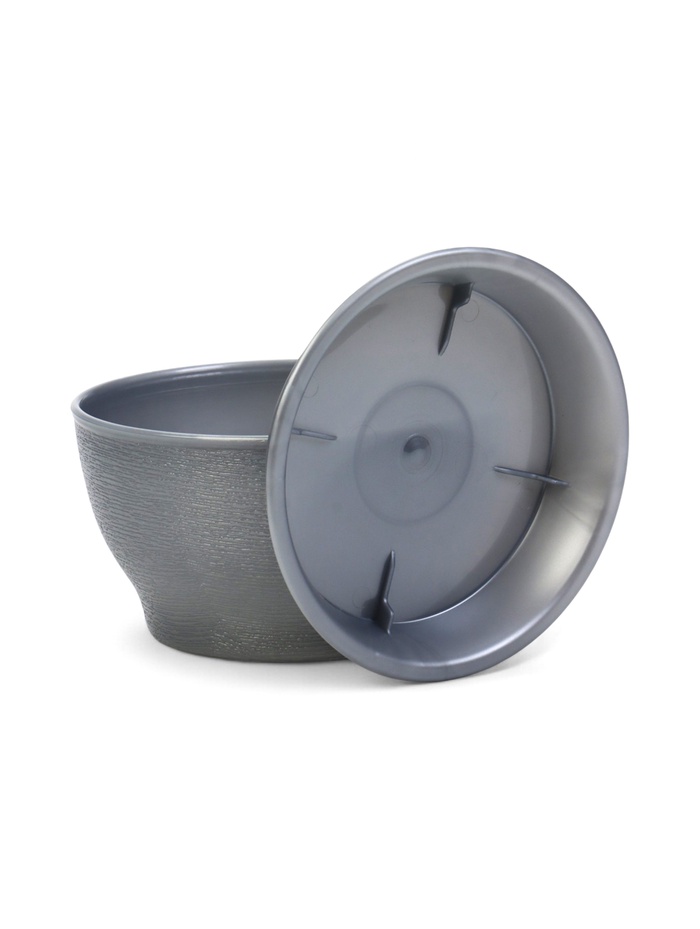 Горшок для цветов «Фиалочка», 500 мл, d=12.5 см, h=7 см, пластиковый, серый