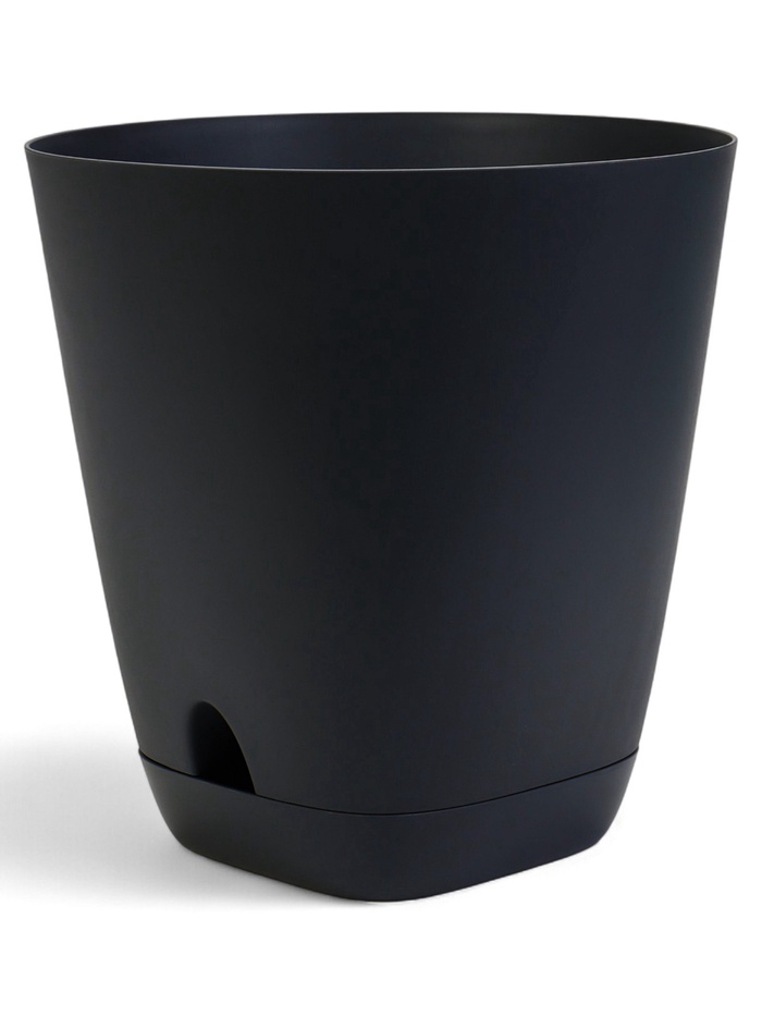 Горшок для цветов «Гранд», 15 л, d=29.5 см, h=31 см, пластиковый, с прикорневым поливом, графитовый