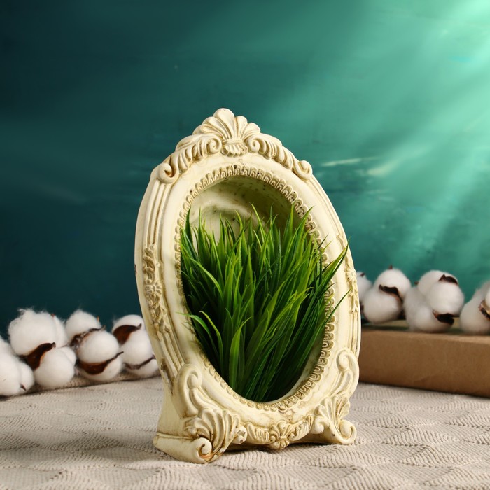 Декоративный горшок - фоторамка для цветов «Зеркальце», 14.5×6×20.5с см, керамический