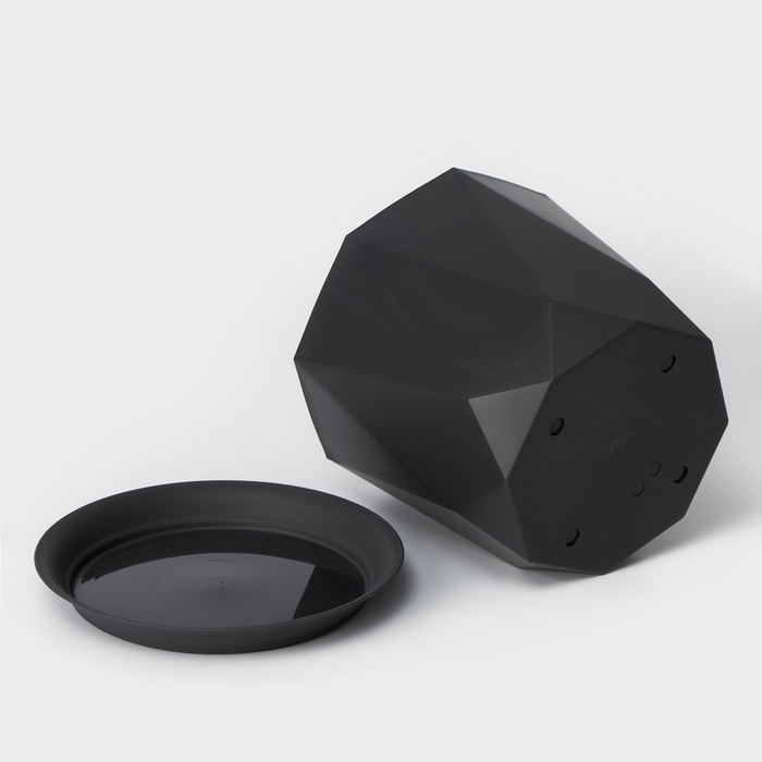 Горшок для цветов с поддоном «Призма», 4.7 л, пластиковый, графитовый