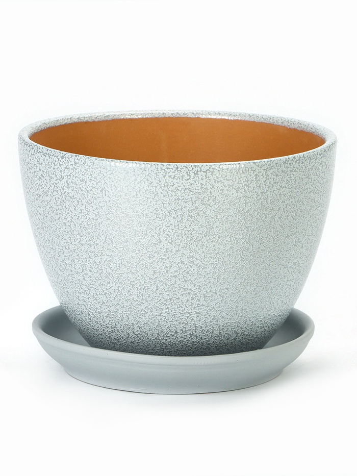 Горшок цветочный «Антик», керамический, с поддоном, 1.65 л, серый