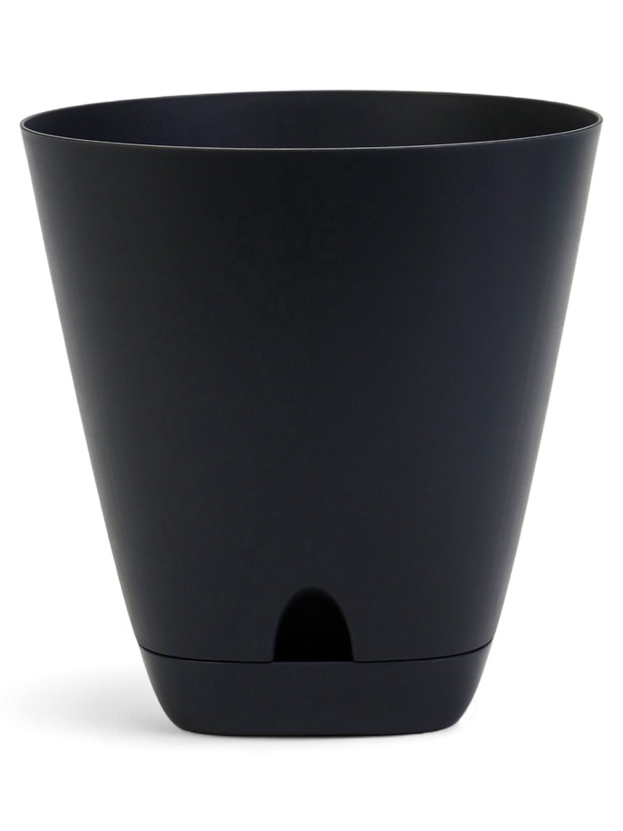 Горшок для цветов «Гранд», 4 л, d=19 см, h=20 см, пластиковый, с прикорневым поливом, графитовый