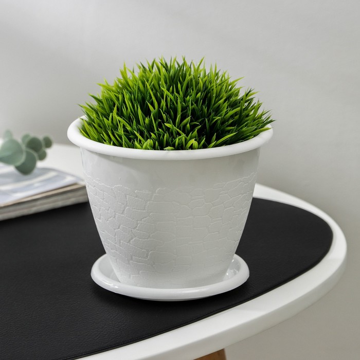 Горшок для цветов с поддоном «Розалия», 800 мл, белый