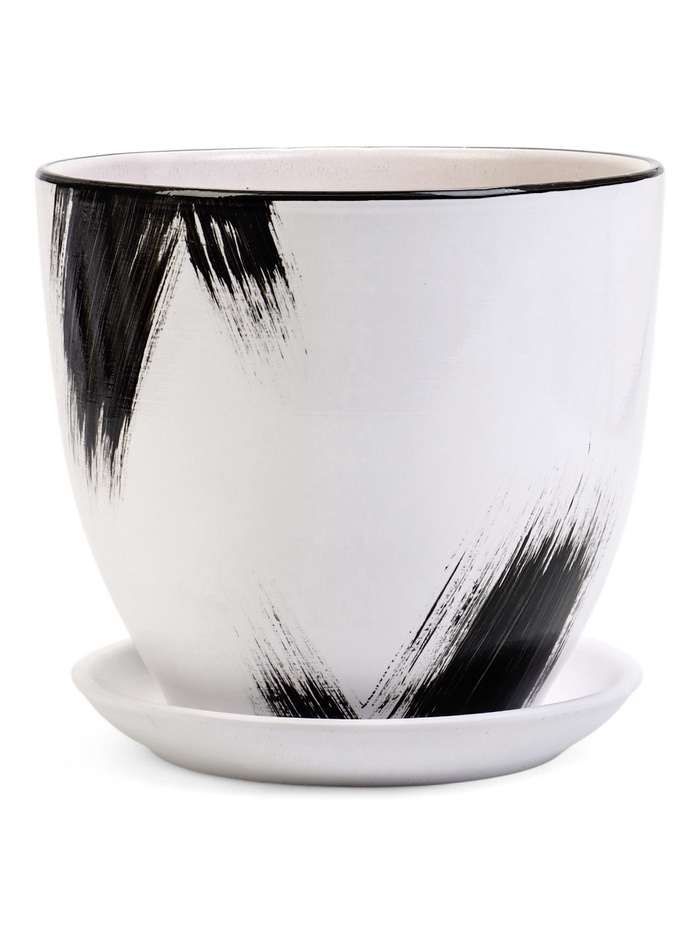 Горшок для цветов «Штрих», керамика, с поддоном, набор 4 шт.: 400 мл, 1 л, 2.5 л, 5 л