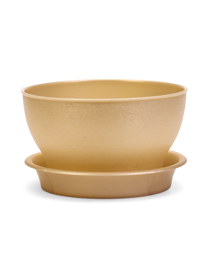 Горшок для цветов «Фиалочка», 800 мл, d=14 см, h=8 см, пластиковый, бежевый