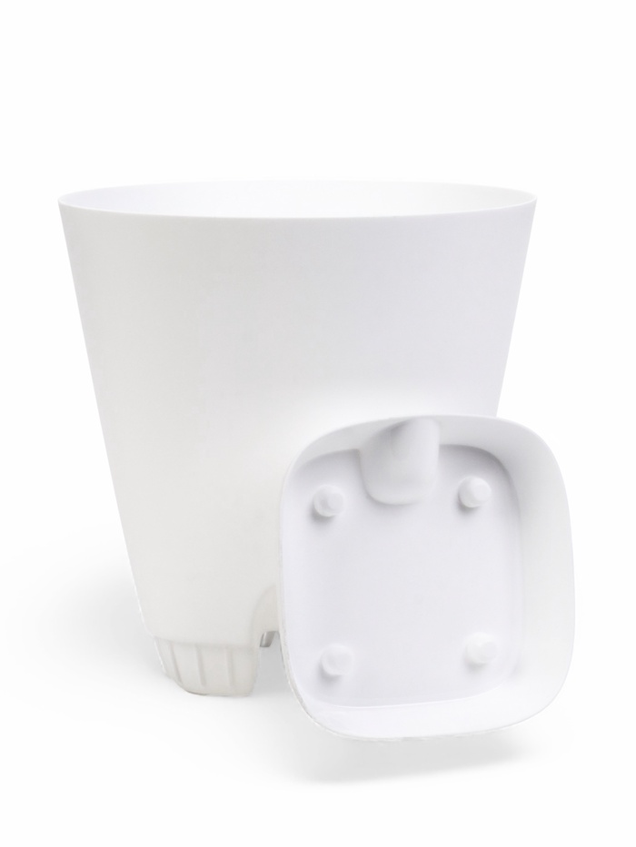 Горшок для цветов «Гранд», 8 л, d=24 см, h=25 см, пластиковый, с прикорневым поливом, белый