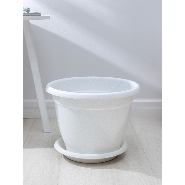 Горшок для цветов с поддоном InGreen Aphrodite, 25.8 л, пластиковый, мраморный