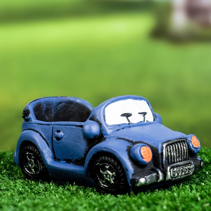 Горшок для цветов «Машинка» керамический, 200 мл, 14×8×7.5 см, синий