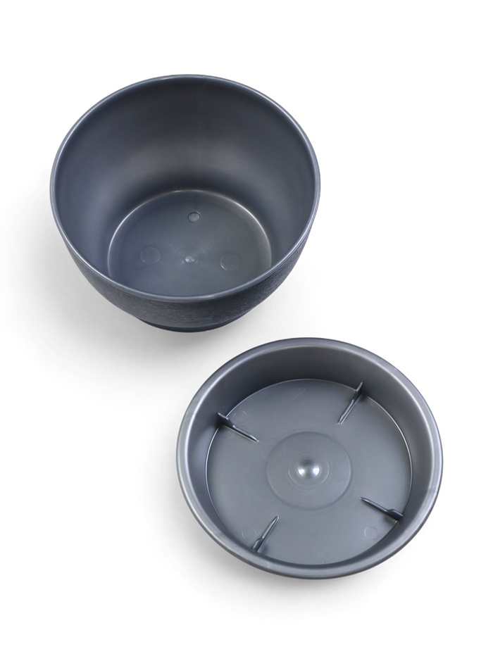 Горшок для цветов «Фиалочка», 500 мл, d=12.5 см, h=7 см, пластиковый, серый