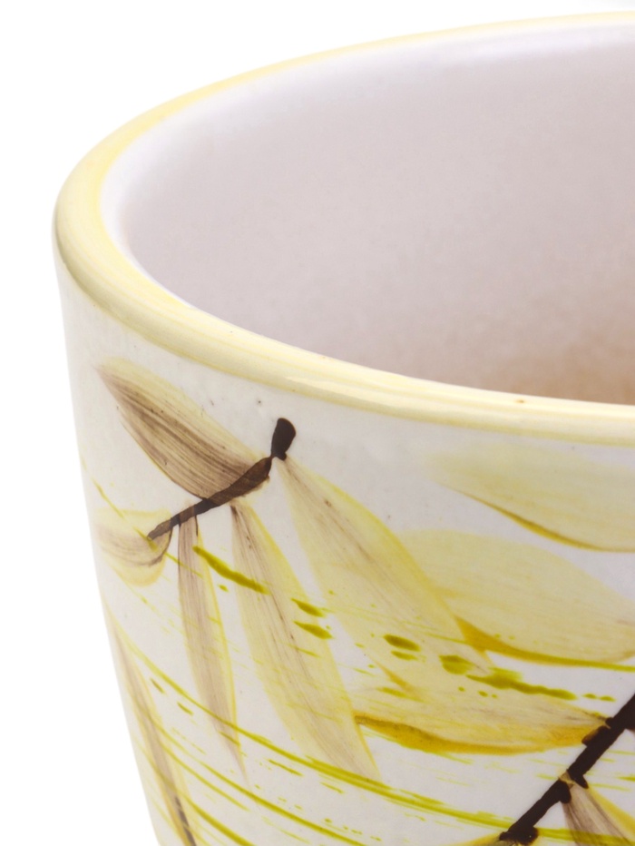 Горшок для цветов «Тропики », 1 л, d=15 см, h=13 см, с поддоном, керамика, белый