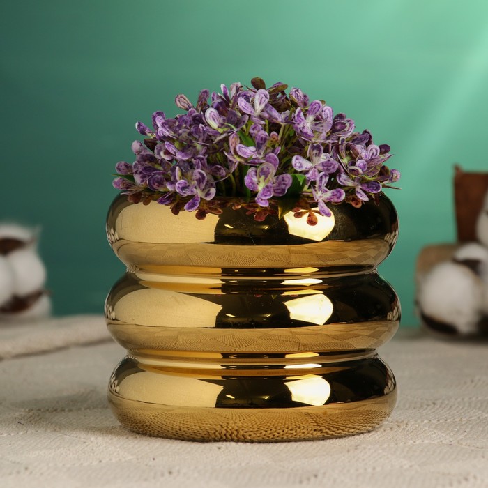 Горшок для цветов «Ханна» керамический, 1 л, 11×10 см, цвет золотой