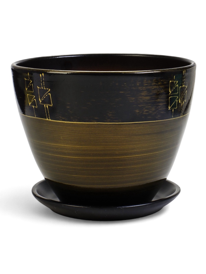 Горшок для цветов «Мираж », 8 л, d=30 см, h=23 см, с поддоном, керамика, коричневый