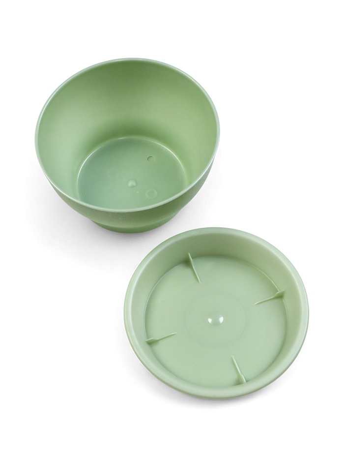 Горшок для цветов «Фиалочка», 800 мл, d=14 см, h=8 см, пластиковый, зелёный