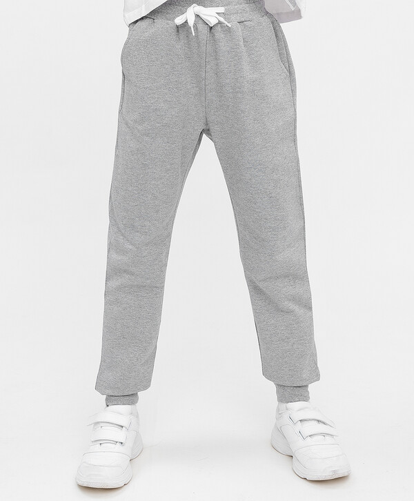 420 р. 840 р. Брюки из футера с комфортной посадкой и прямым силуэтом серые Button Blue