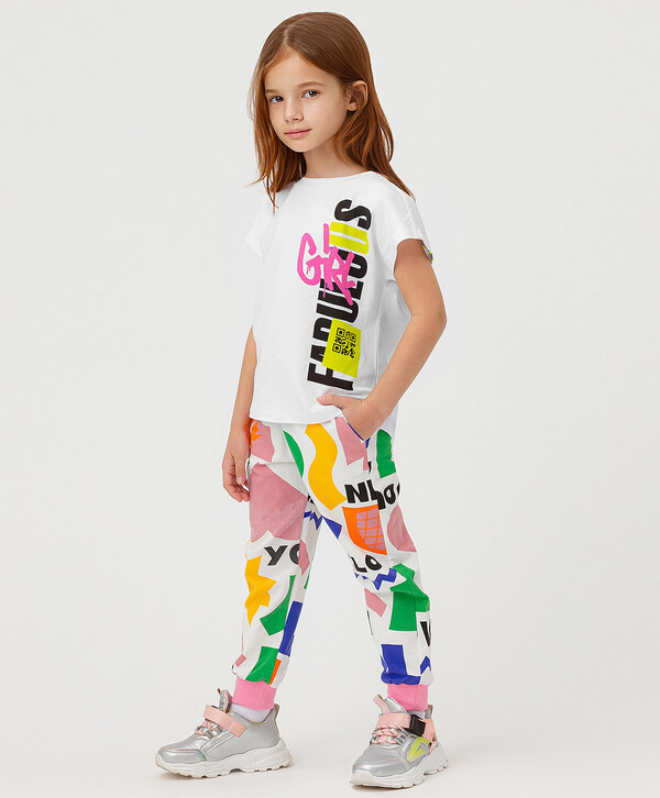 600 р. 1200 р. Брюки трикотажные с поясом на резинке разноцветные Button Blue