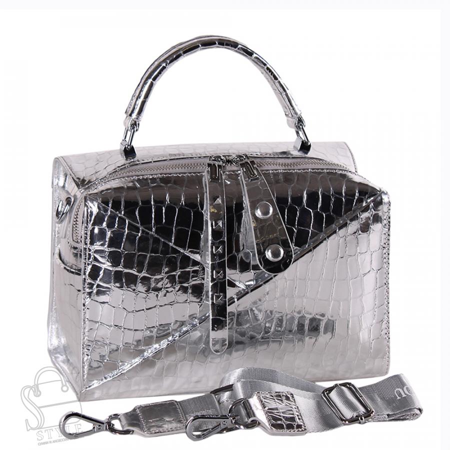 Сумка женская кожаная 9396-2Y silver Polina&Eiterou/30