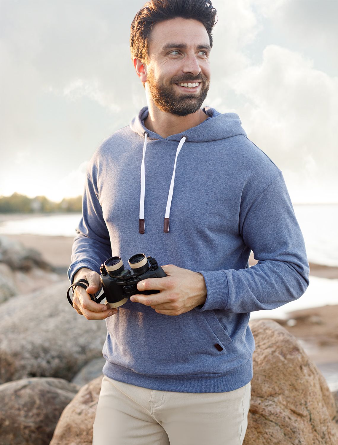 Худи из эластичного футера трехнитки с эффектом меланж