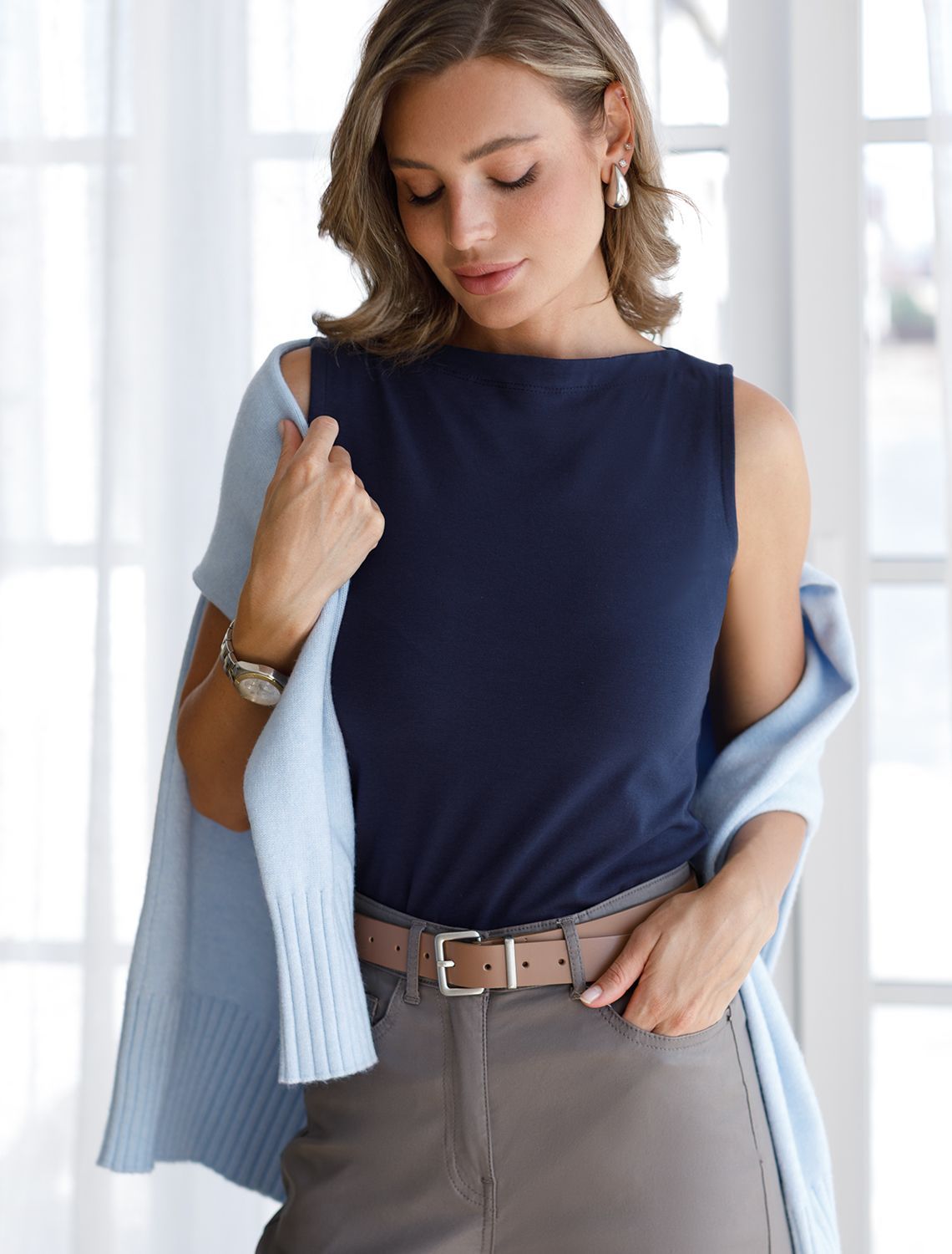 Топ из премиального хлопка с эластаном