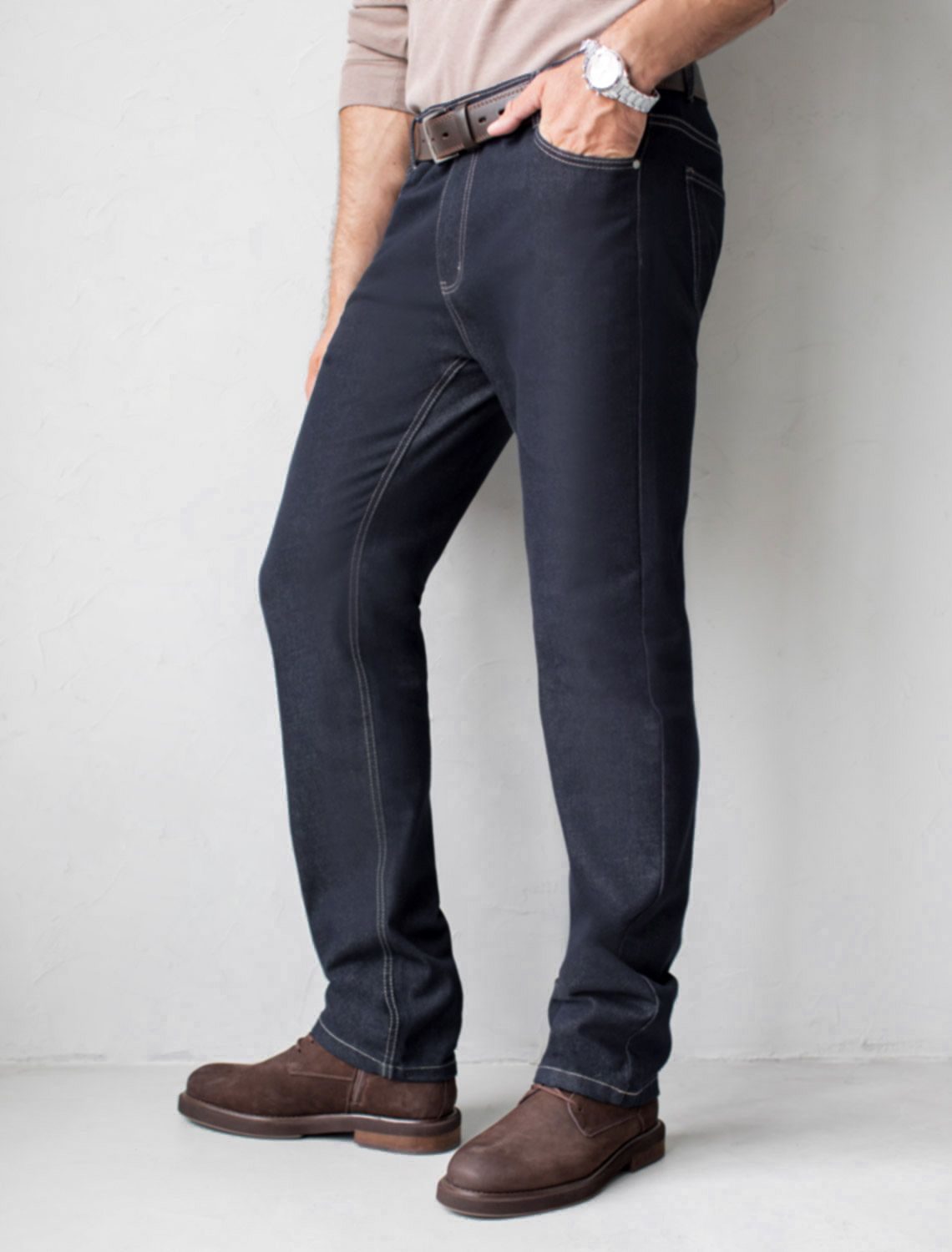 Брюки из плотного денима с эластаном
