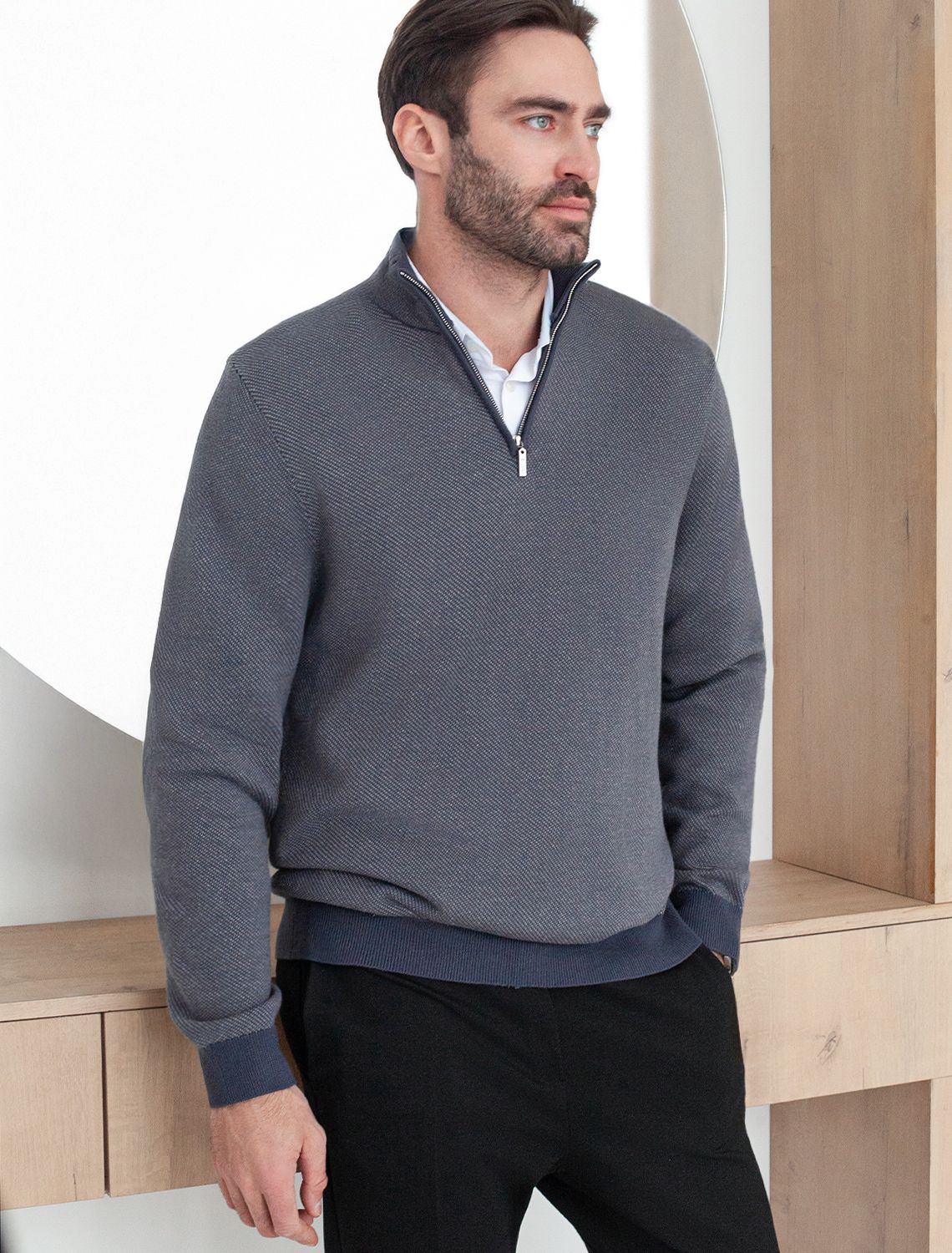 Джемпер жаккардовой вязки из пряжи двух оттенков