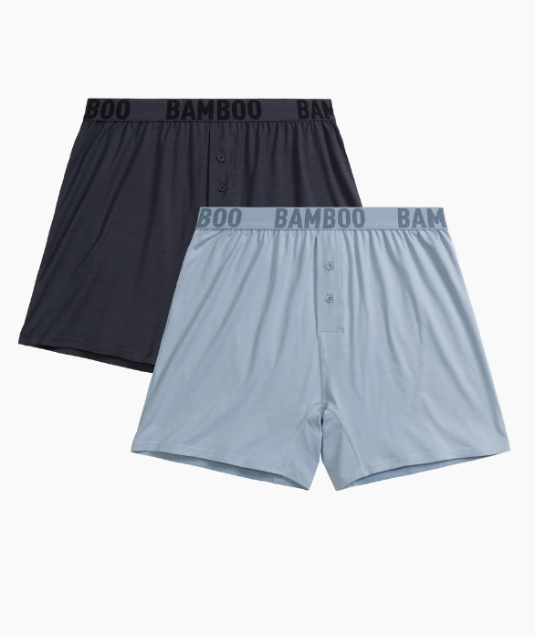 1350р 1799р Мужские трусы боксеры Atlantic, набор 2 шт., бамбук, голубые + графитовые, 2MBX-076