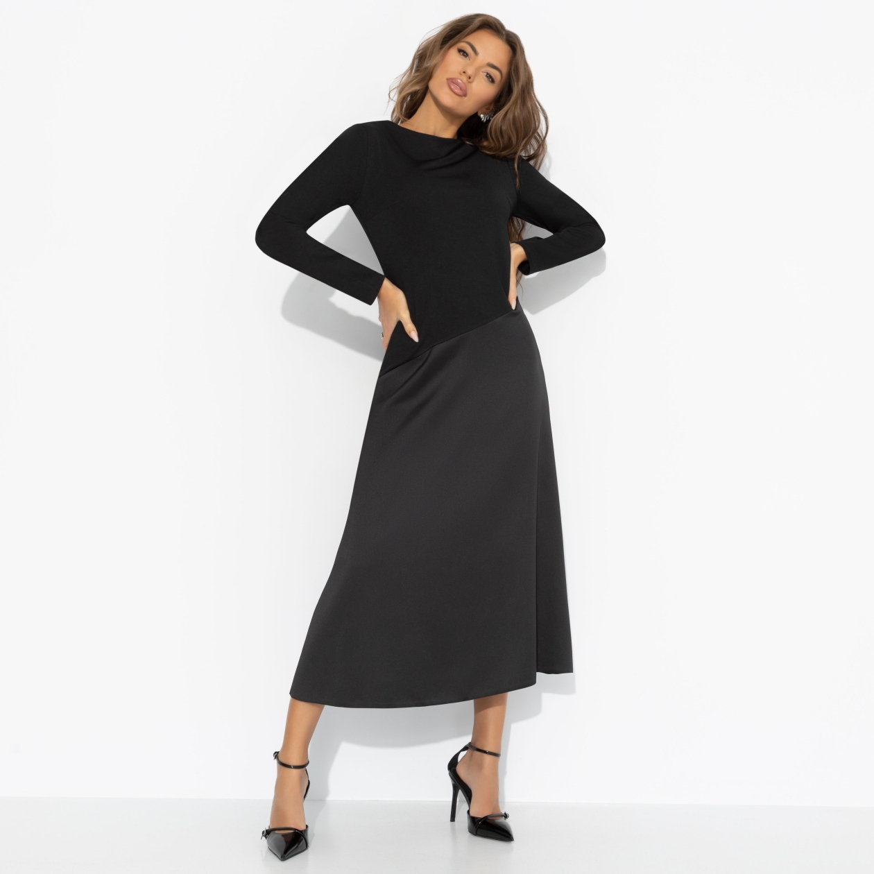 Платье комбинированное, Нежная утонченность