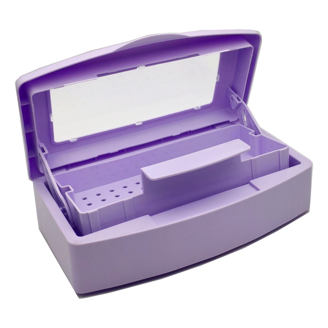 Nail Art Бокс для стерилизации и дезинфекции инструментов с прозрачной крышкой, сиреневый