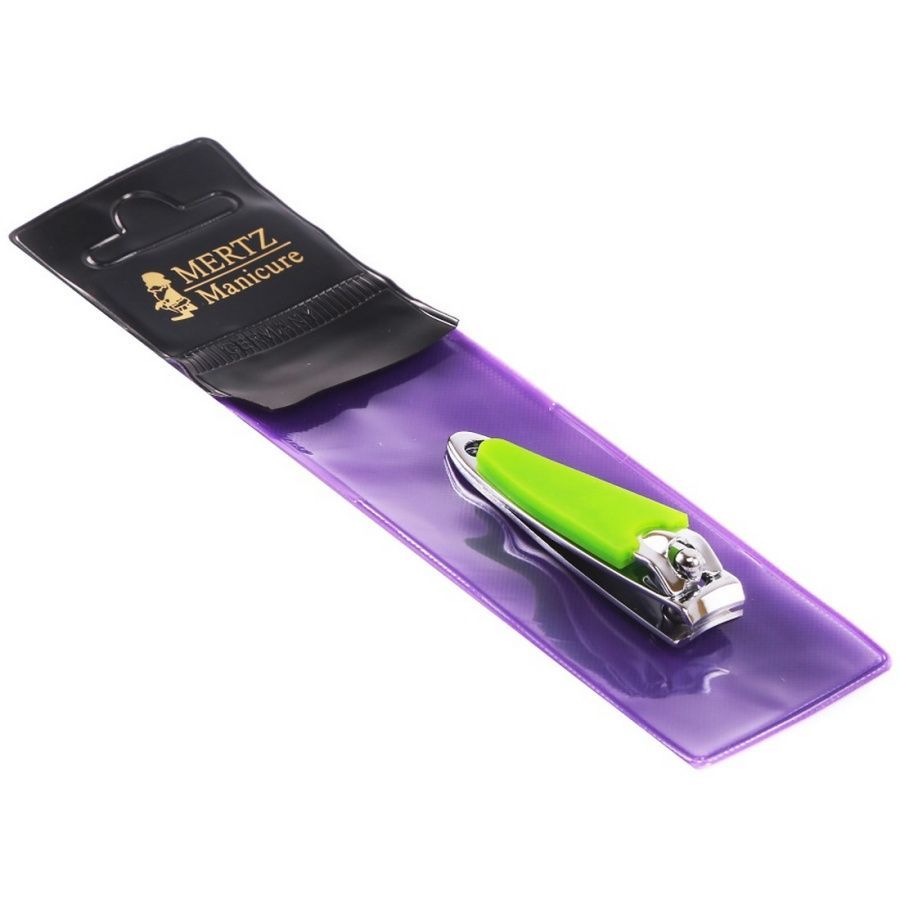 Mertz Книпсер для ногтей с обрезиненной ручкой 443 малый, салатовый, 5,5 см