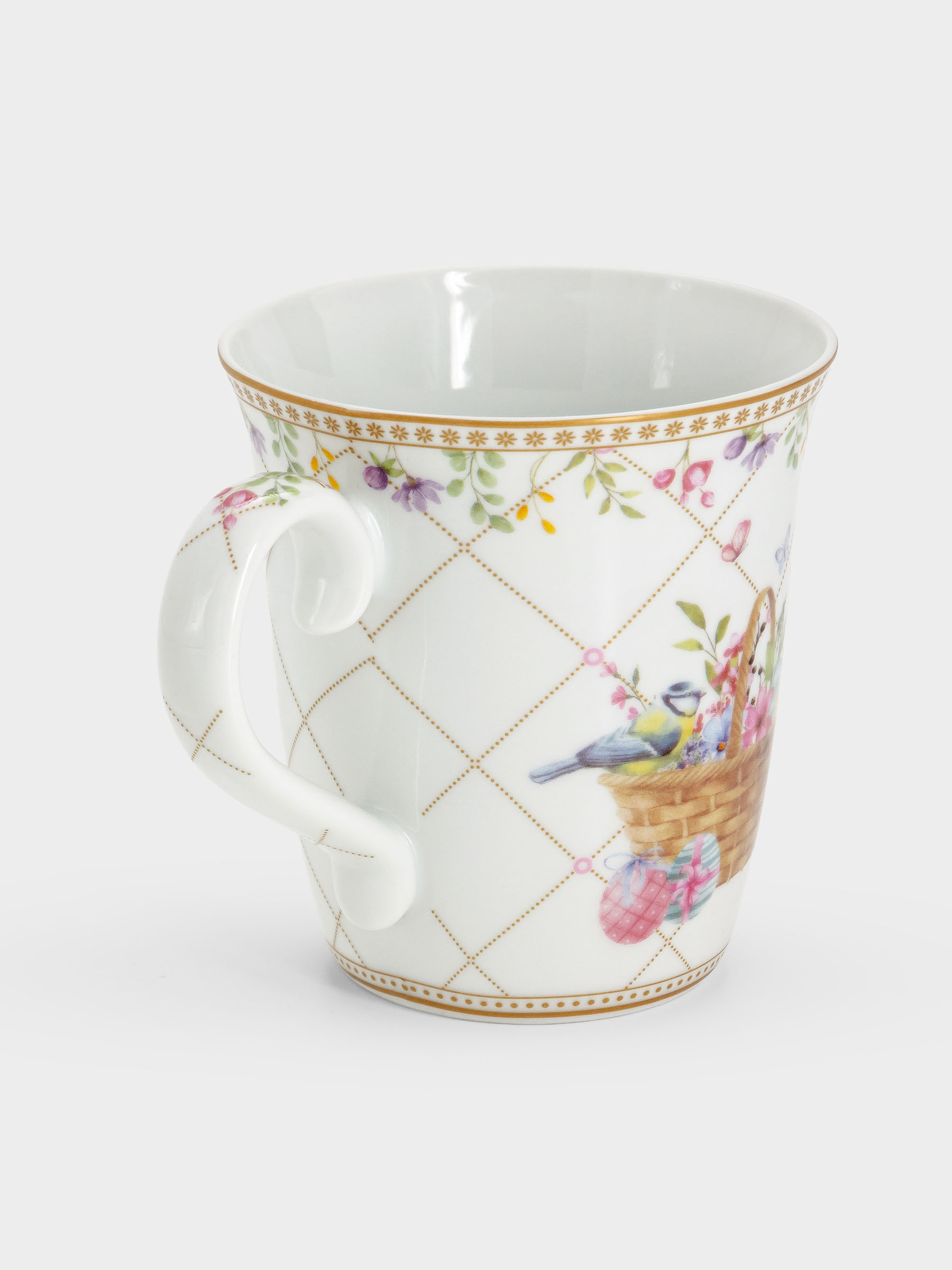 Кружка, 275 мл, фарфор P, белая, Корзина с цветами, Spring Bloom