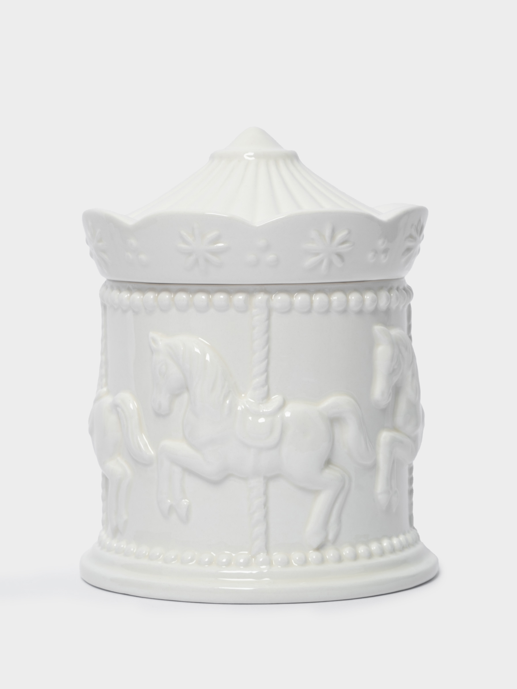 Емкость для хранения, 11х12 см, 550 мл, керамика, молочная, Карусель, Horse