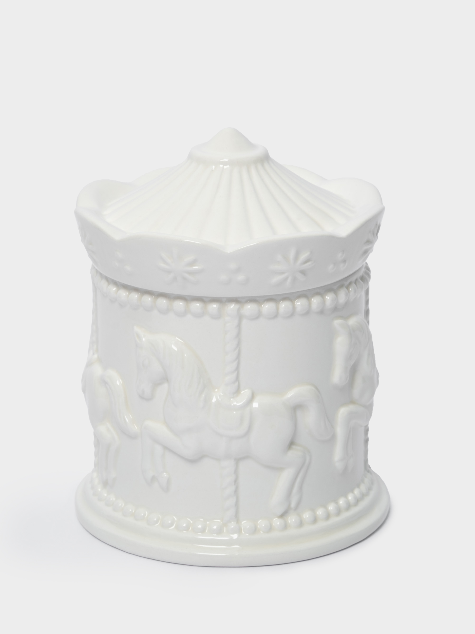 Емкость для хранения, 11х12 см, 550 мл, керамика, молочная, Карусель, Horse