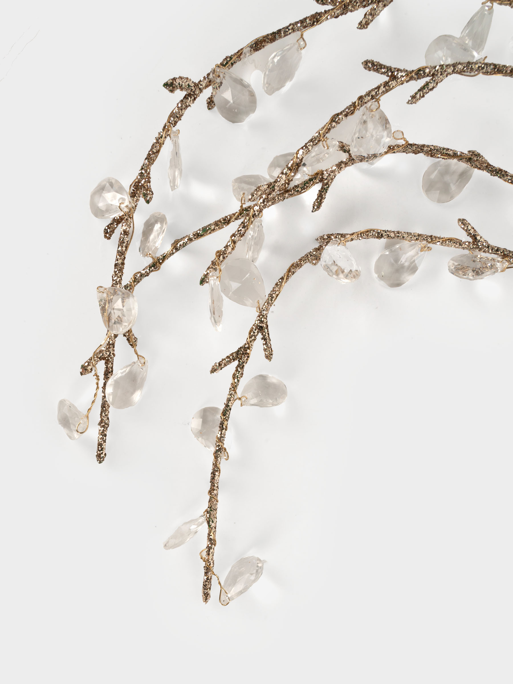 Ветка декоративная, 94 см, акрил/бумага, золотистая, Кристальная ива, Event