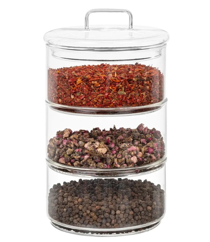 БЫЛО 1129 руб! Банка д/хранения 3-х секционная 400 мл 11,5*11,5*20 см