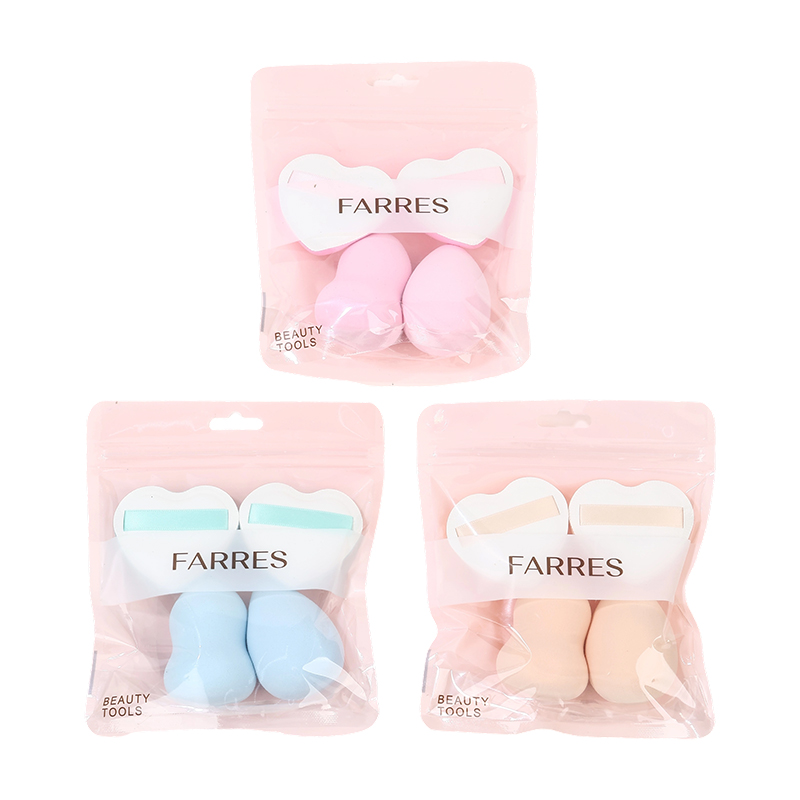 FARRES /FP-069/ Набор спонжей для макияжа: Спонж-яйцо + Спонж-пуховка (4шт). (*12)