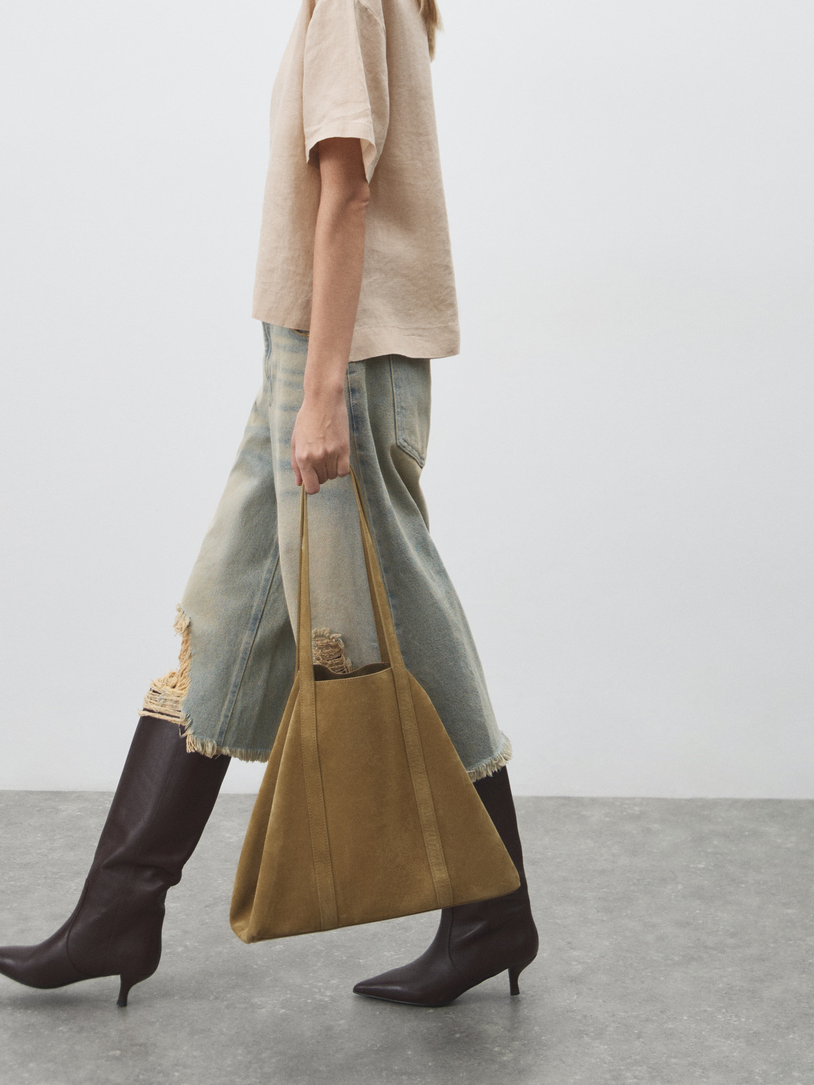 Женский шоппер MAISON DAVID 4862323, зеленовато-бежевый