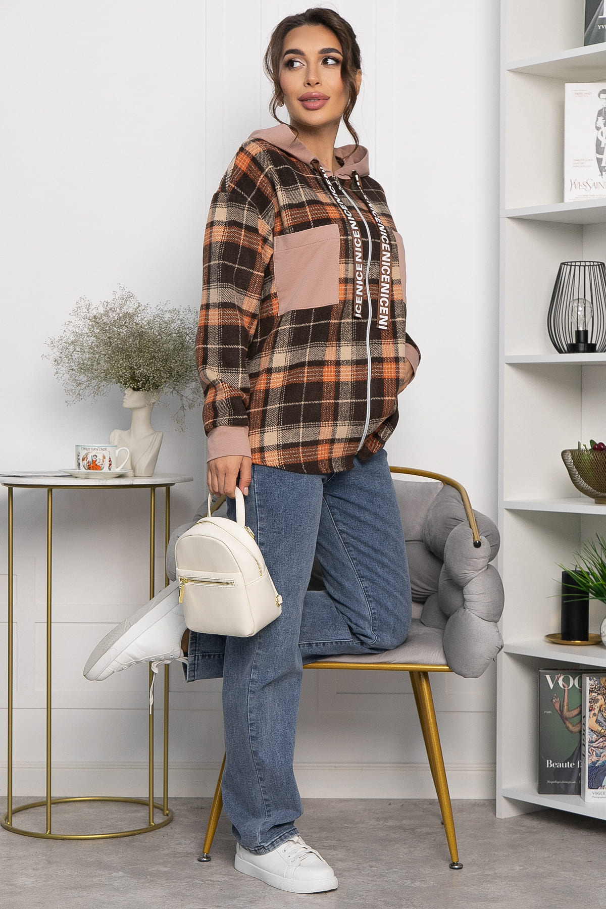 Рубашка Больше чем стиль НЬЮ (коричневая) Б13907-50М