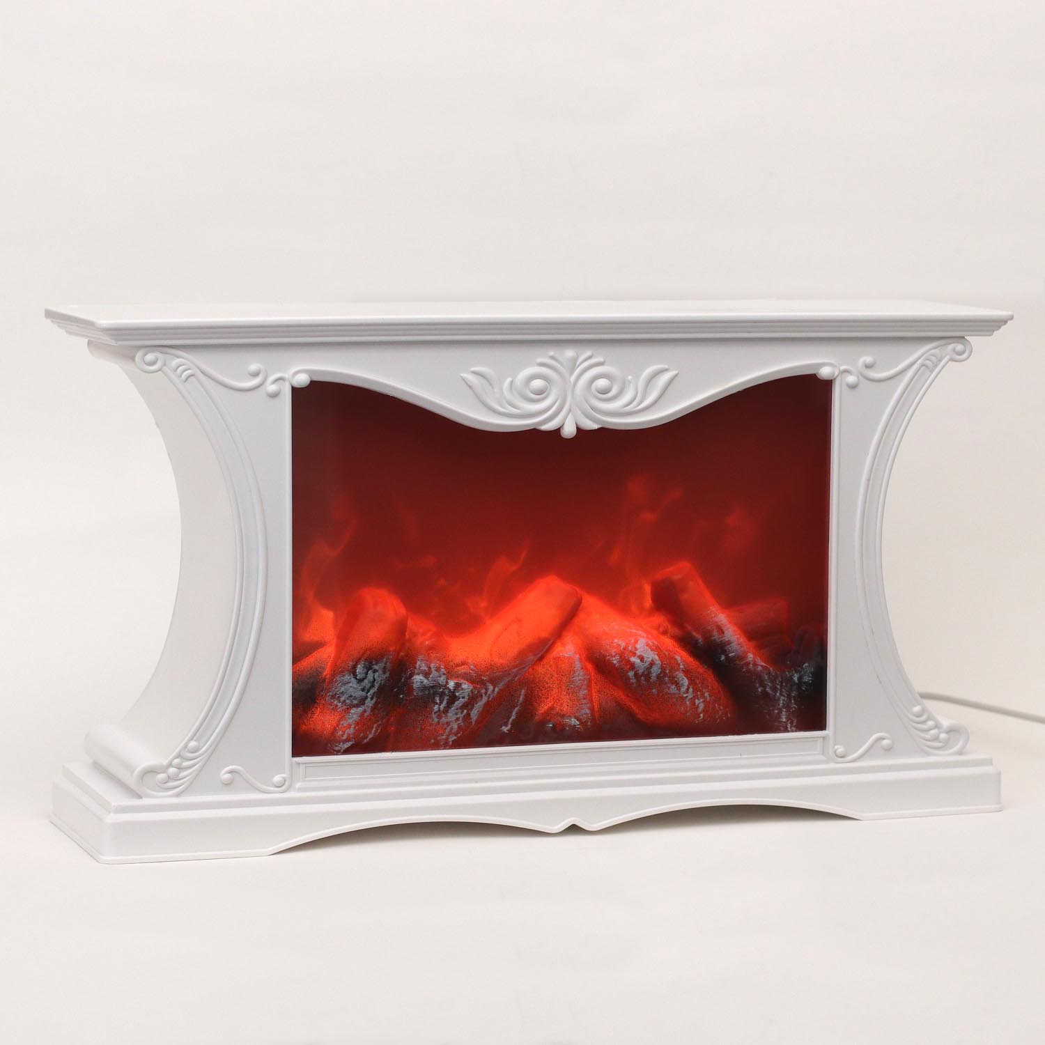 Камин светодиодный «Абелия» с эффектом пламени с Bluetooth 43*10*23 см белый