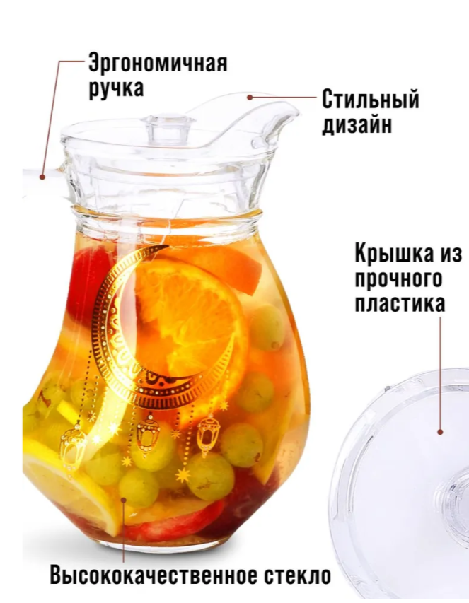 АКЦИЯ 262р. 900р.30575 Кувшин с крышкой 1,5л индивид упак.LR(х8)