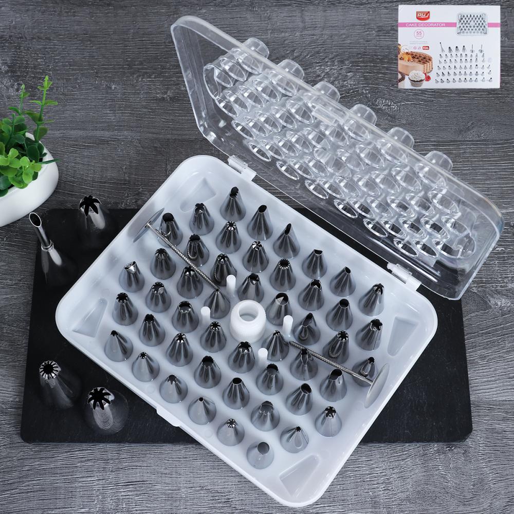 Кондитерские насадки 52 штуки с адаптером в контейнере / 191-699 /уп 48/ малые 18 мм 48 штук/ большие 30 мм 4 штуки