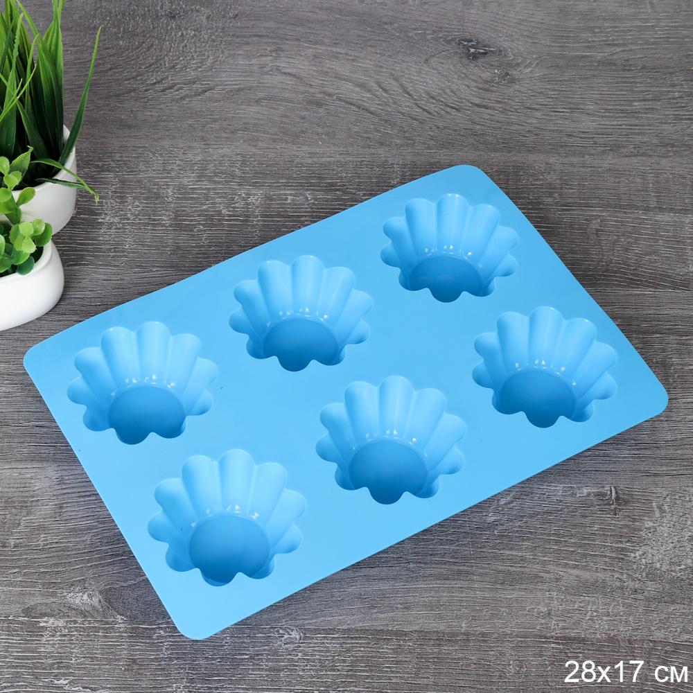 Форма для выпечки 6 ячеек силиконовая Пирамидки с гранями 3 см/ HL-084 /уп 200/ 0.100/ 26*18*3