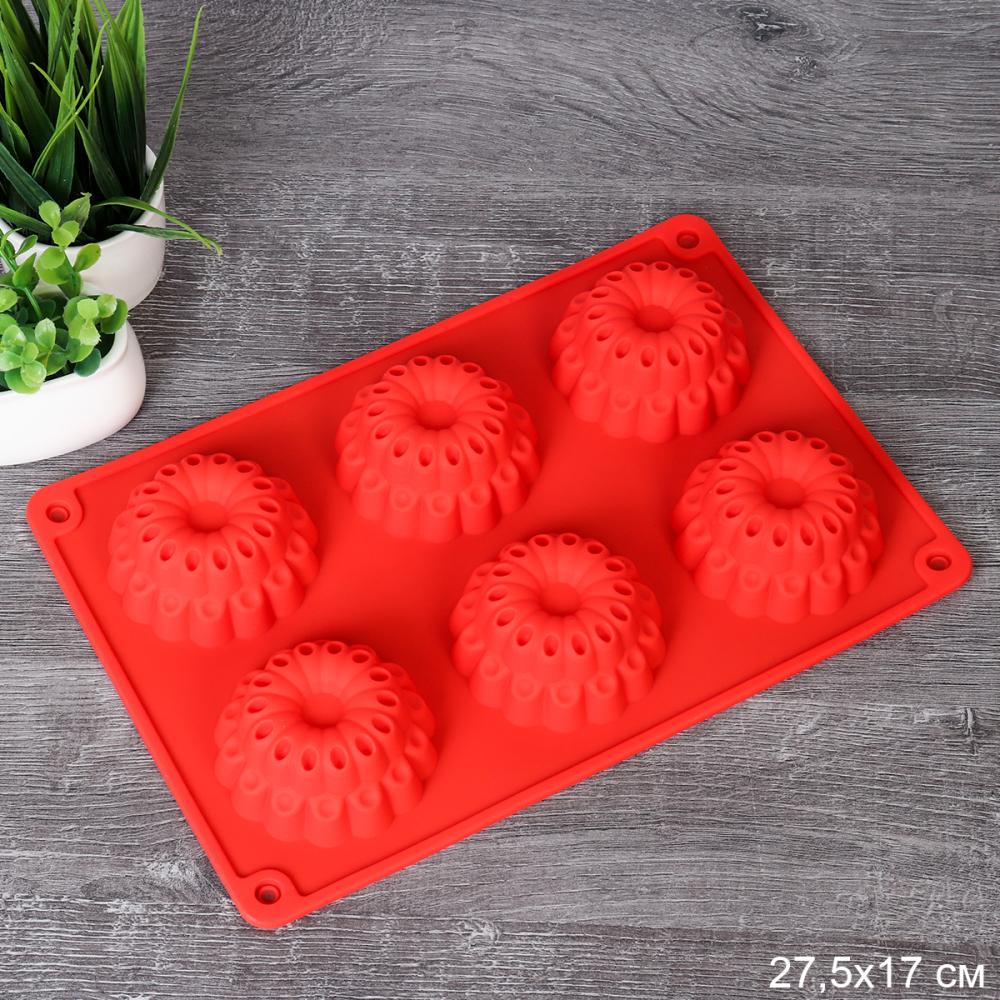 Форма для выпечки 6 ячеек силиконовая Цветы 3 см / HL-311 /уп 200/ 0.96/ 26*18*3
