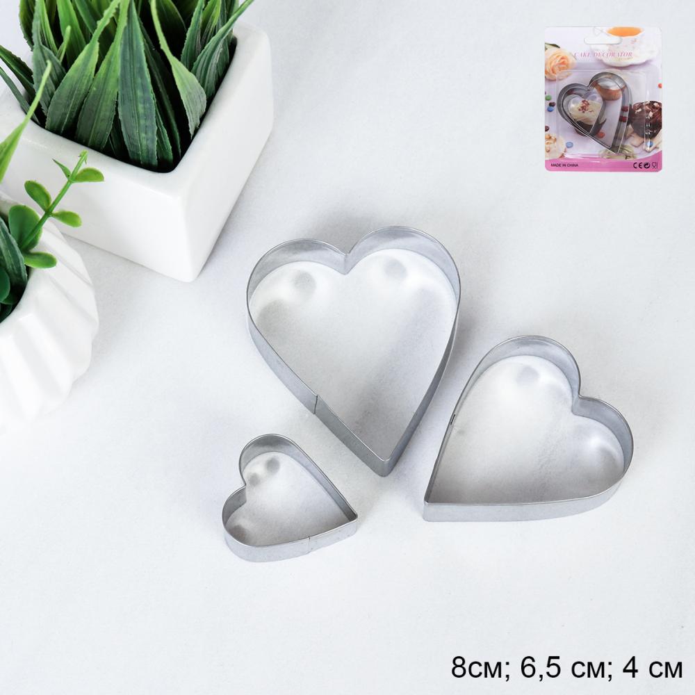 Форма для печенья 3 штуки Сердце / TV-178 /уп 360/