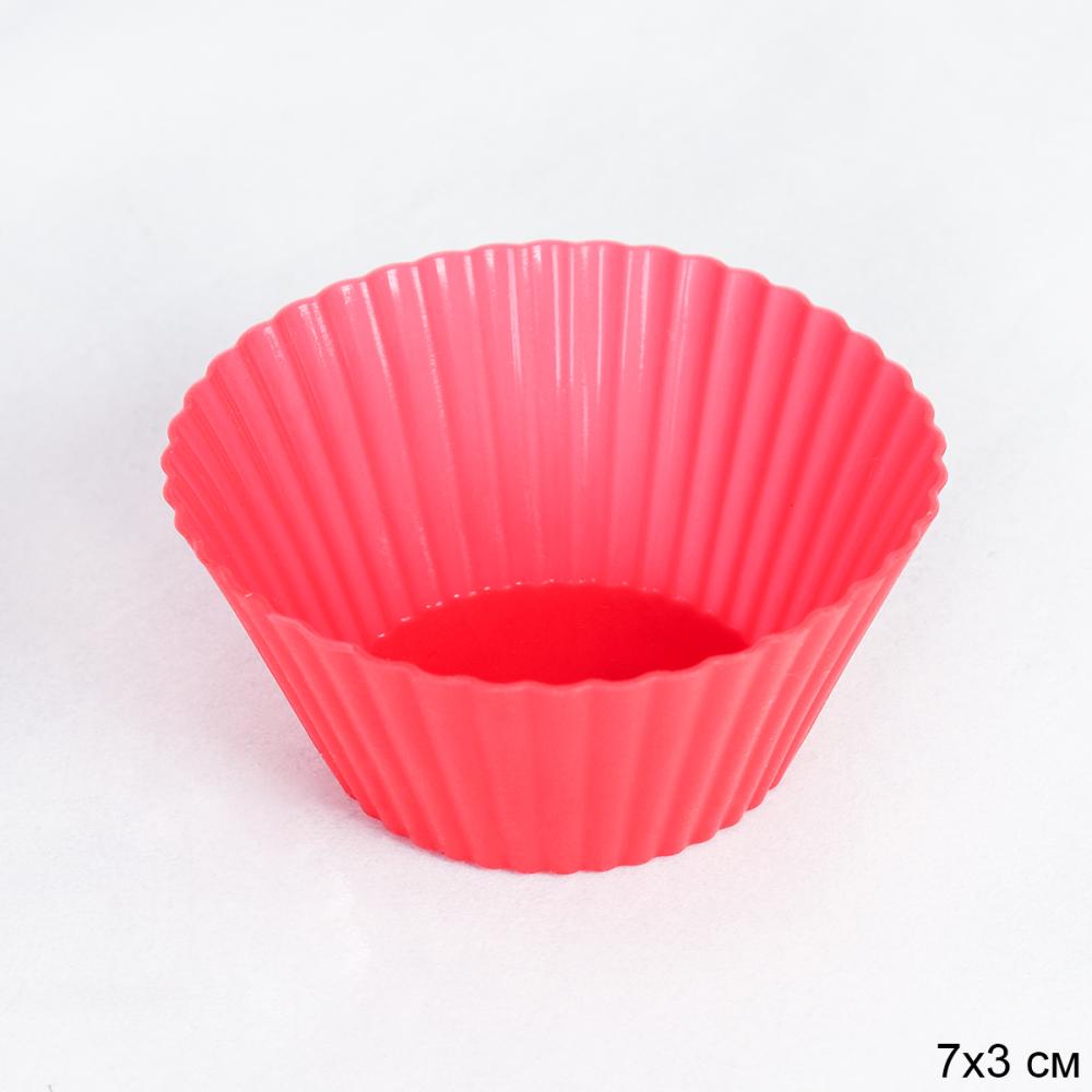 Форма для выпечки силиконовая для кексов 7х3 см / GF-624 /уп 10/2000/ красная