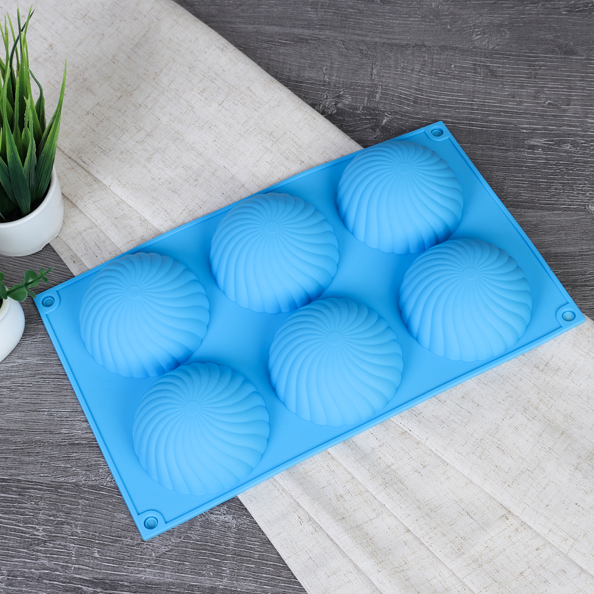 Форма для выпечки 6 ячеек силиконовая Полусфера фактурная 6 см / HL-070 /уп 200/ 28*16,5*3